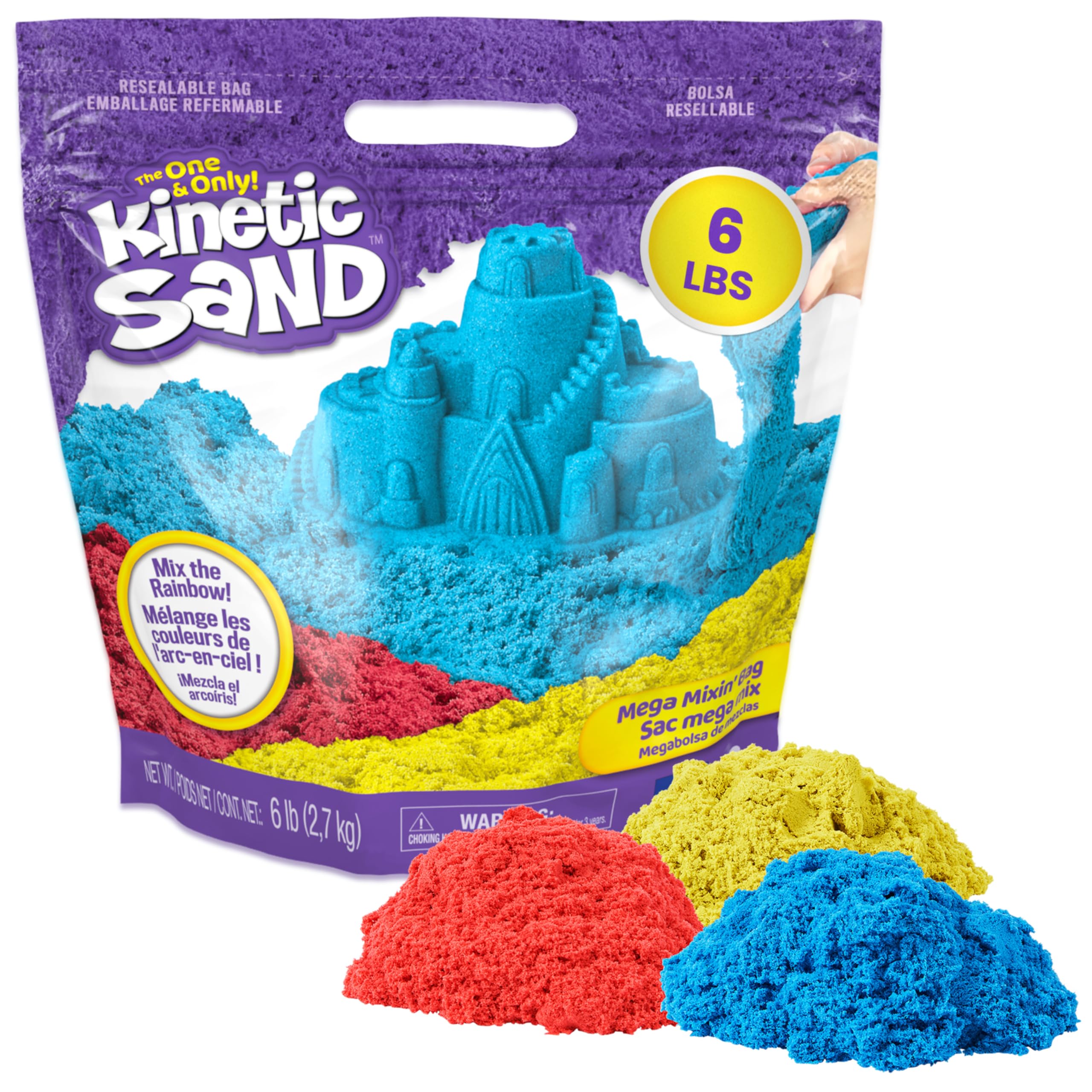 Amazon.com: Kinetic Sand, 6lbs Mega Mixin' Bag with Red, Yellow